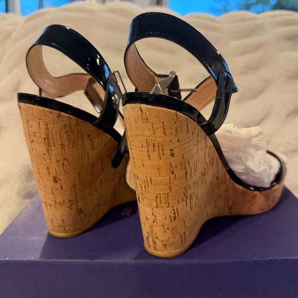 STUART WEITZMAN TWO MUCH WEDGE HEEL SANDAL SZ 9, RETAIL $345 New In Box - Picture 7 of 8